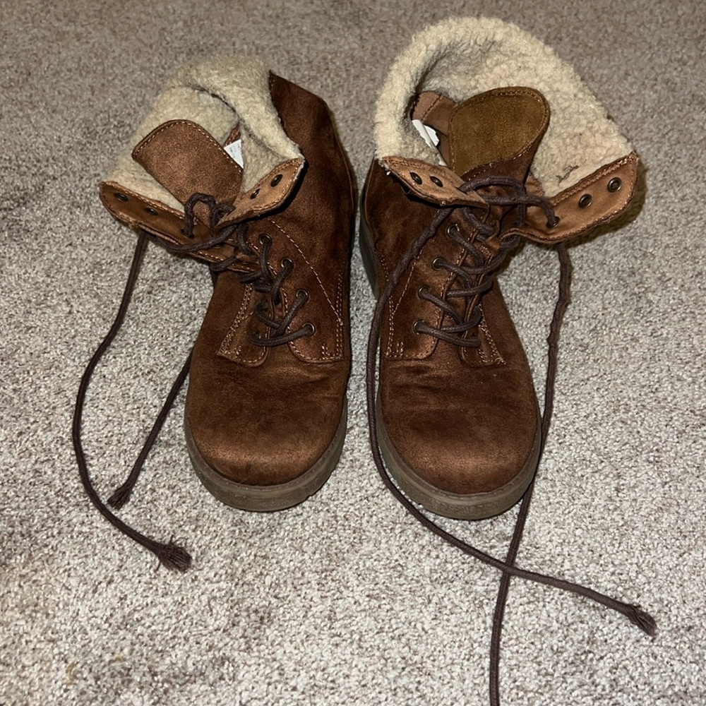 Brown lace up boots